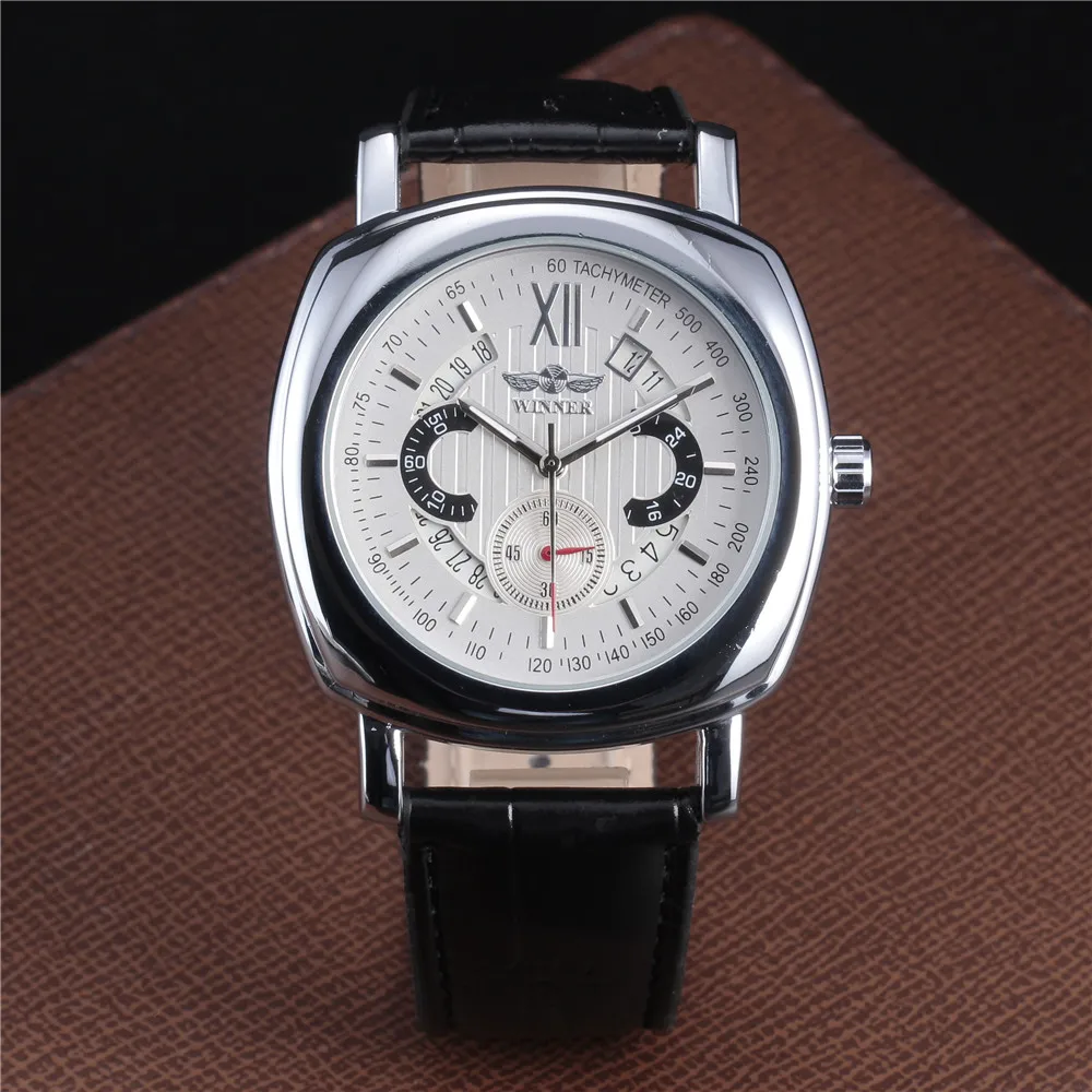 Победитель бренд спортивные часы для мужчин календари кожаный ремешок
