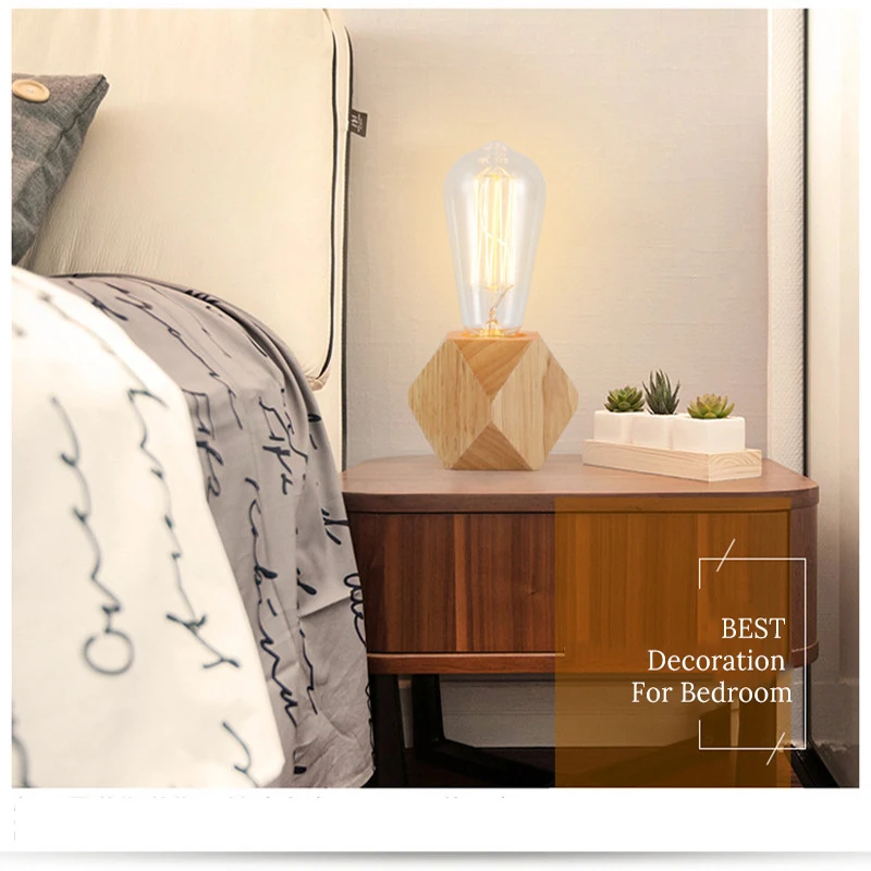 Современная настольная лампа E27 деревянный с вилкой европейского стандарта