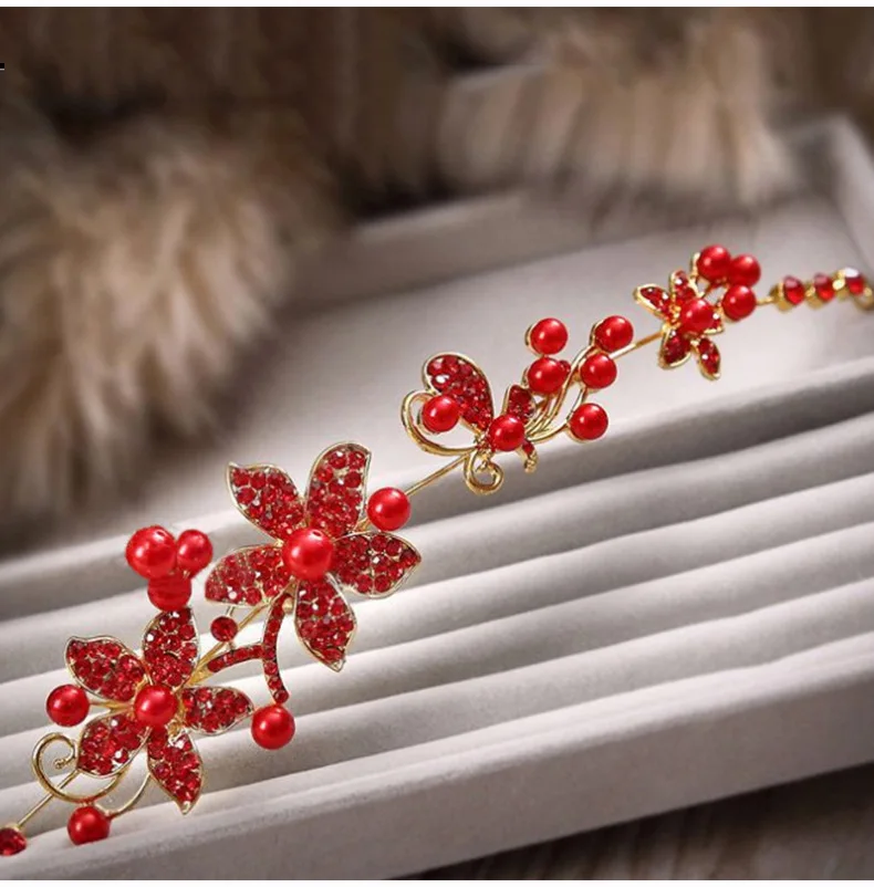 Невесты белый/красный горный хрусталь аксессуары для волос хороший жемчуг