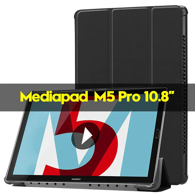 Чехол для huawei Mediapad M5 10 Pro 10,8 дюймов, кожаный Умный Магнитный чехол, чехол для huawei Mediapad M5 10,8 CRM-AL09 CRM-W09 - Цвет: For Huawei M5 Pro BK
