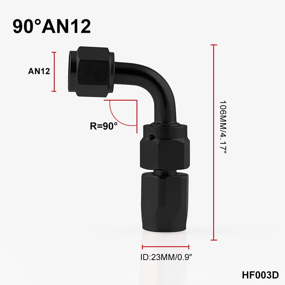 HF003Dblack AN4 на возраст 6, 8, 10, 12 лет масла/топлива/шарнирное соединение шланга алюминиевые фитинги адаптер мазута многоразовый штуцер для шланга Конец 0/45/90/180 градусов HF001-BK - Цвет: HF003Dblack