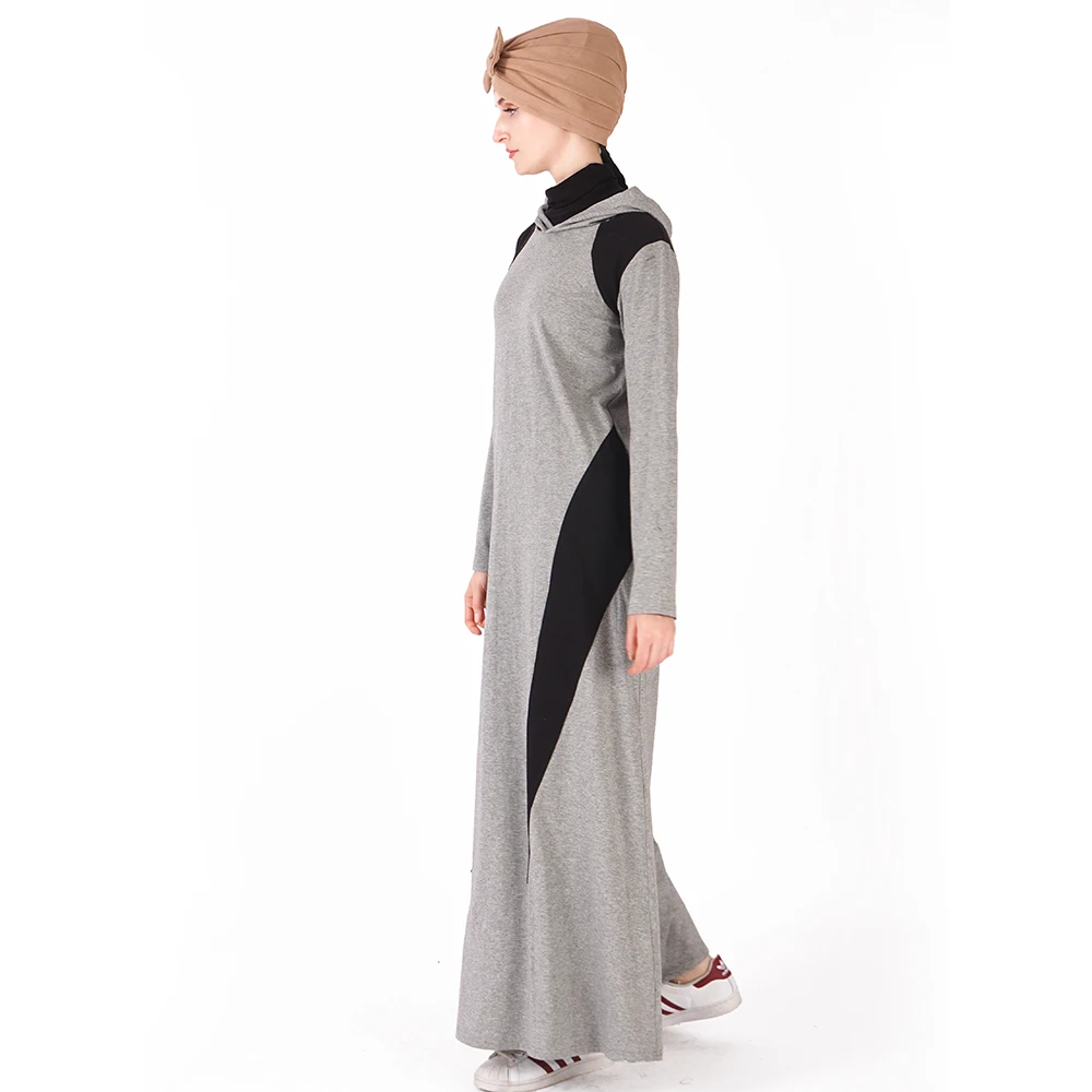 Хлопковое платье с капюшоном Abayas повседневное длинное в стиле пэчворк арабское