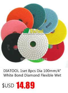 DIATOOL 6pcs 5"#100 B Diamond dry polishing pads 125mm Sanding Disc For Granite Marble Stone