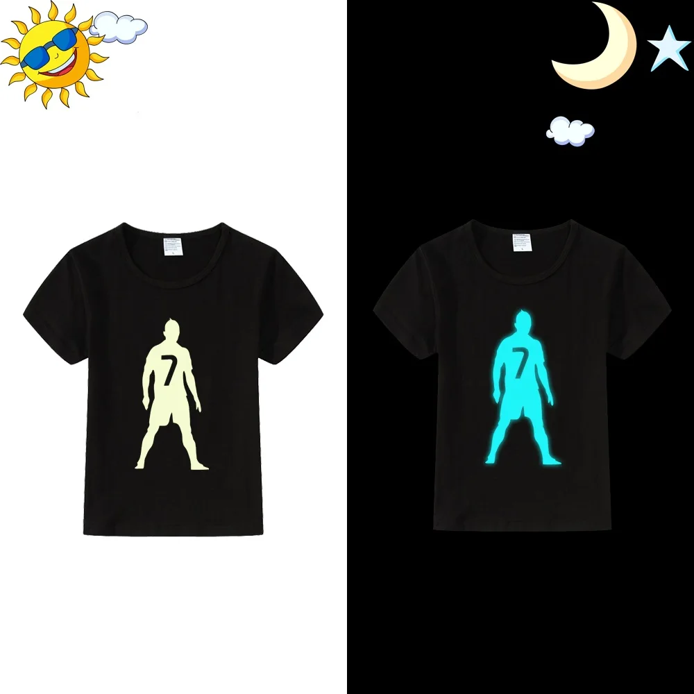Black Short Sleeve LYTLM Cristiano Ronaldo футболка Kinder футболка Jongens xxx для девочек и мальчиков Polera Manga Larga Одежда для больших девочек топы с длинными рукавами для мальчиков - Цвет: Black Short Sleeve