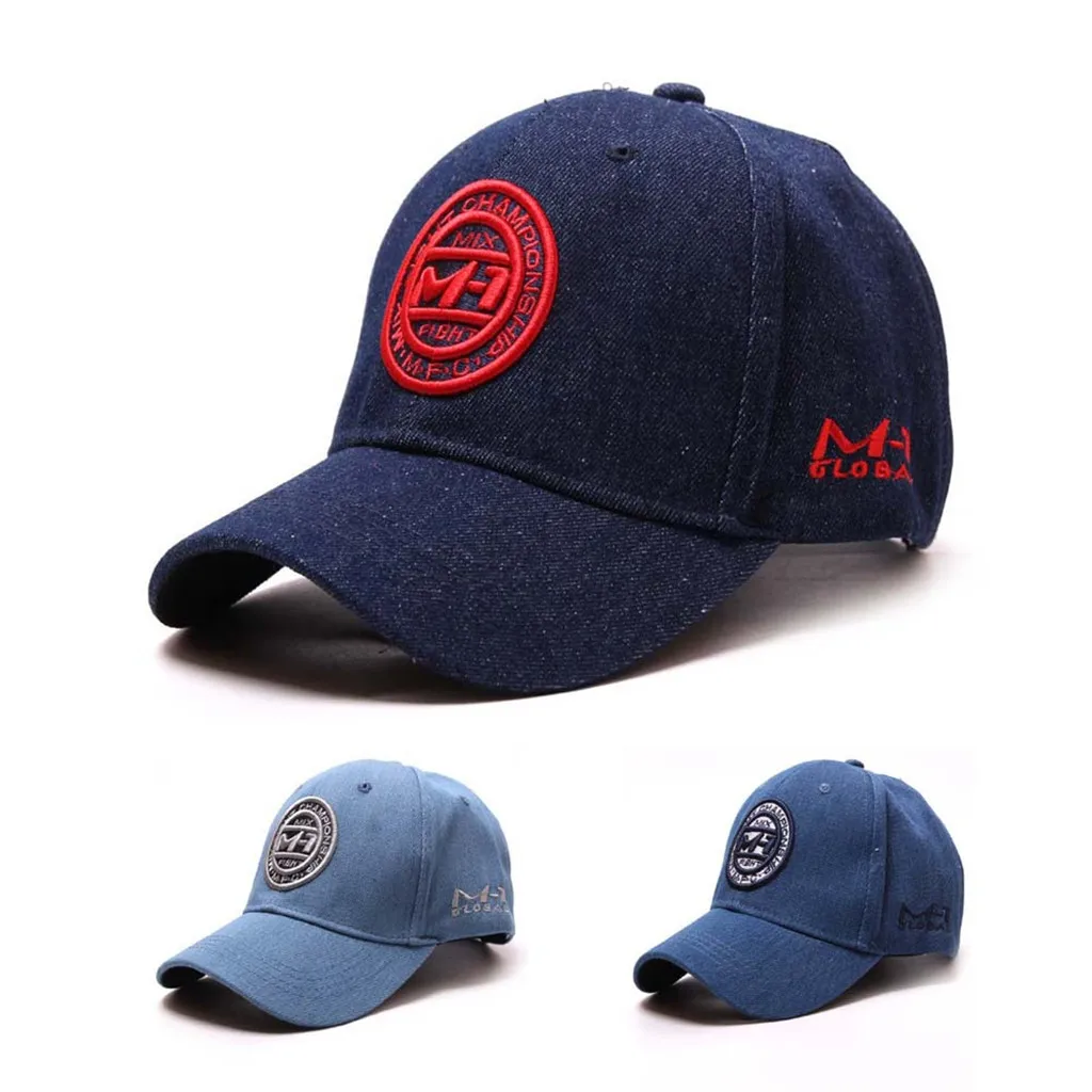 Мужская и женская шляпа из хлопка с вышитым цветком джинсовая Солнцезащитная