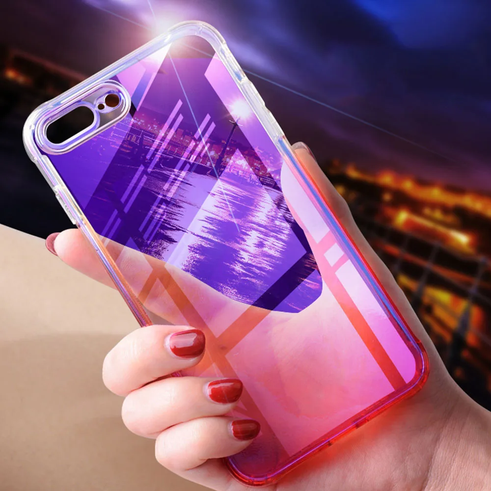 Прозрачный градиентный цветной чехол для телефона Aurora IPhone X XS Max XR 9 Plus Роскошный