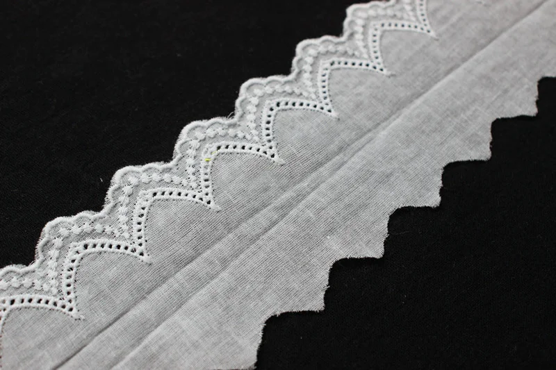 

14 yard 6cm 2.36" wide ivory cotton embroidered tapes lace trim ribbon clothing dress skirt curtain fabric 10146QL4K35