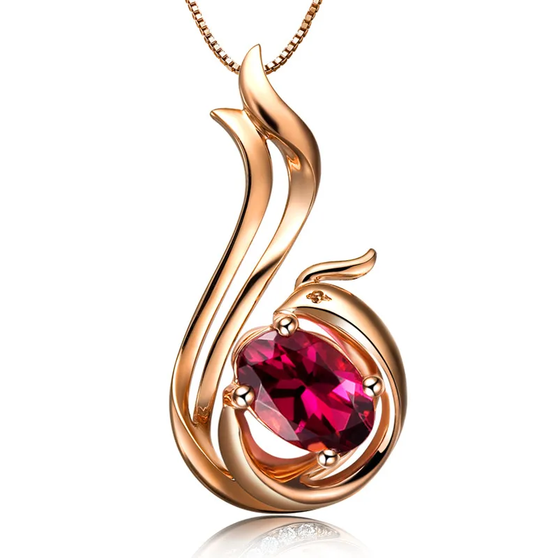 Подвеска бренда ZOCAI Phoenix 0 02 карата Rubellite из настоящего золота 18 карат подлинный 925