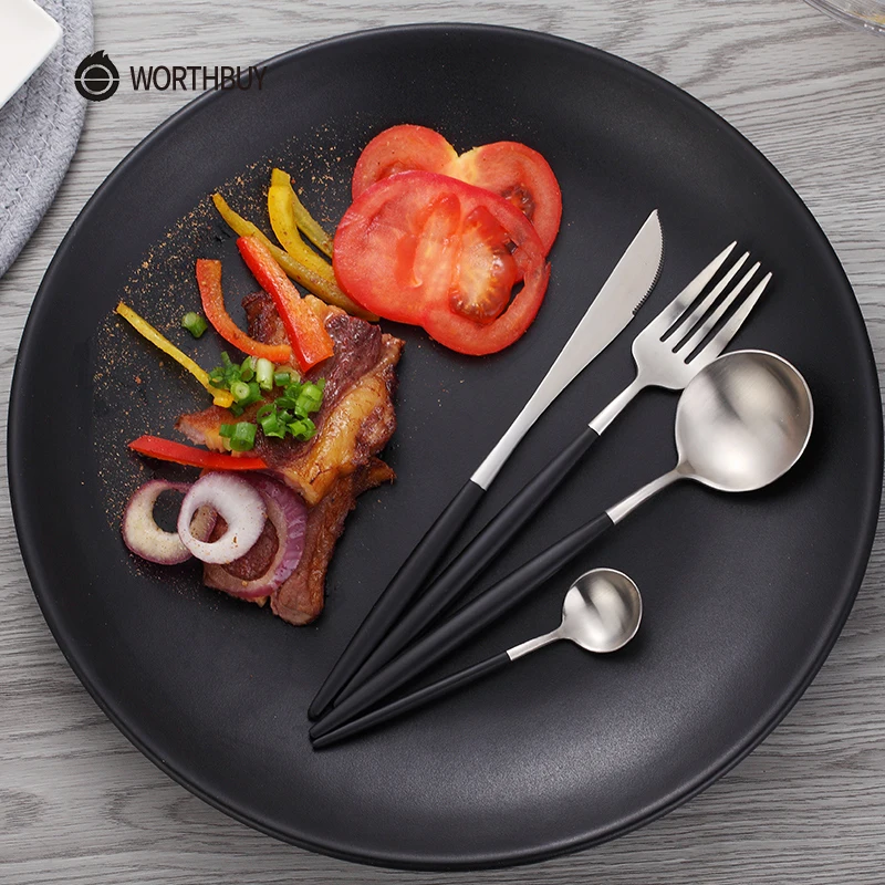 WORTHBUY 4 шт./компл. столовые приборы с портативной сумкой 304 нержавеющая сталь