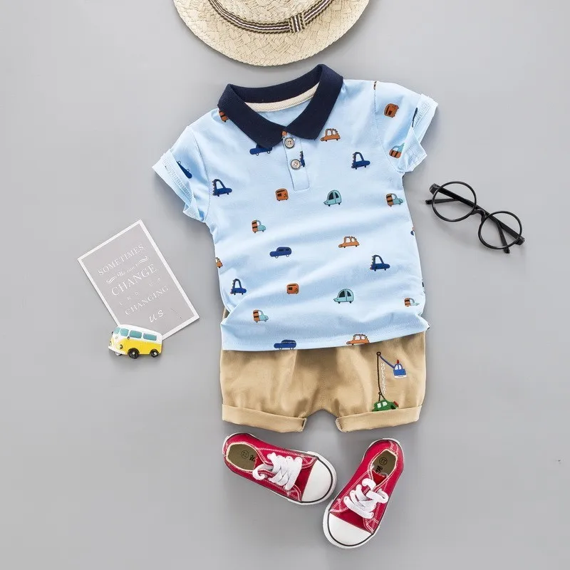 AiLe Rabbit 2019 summer new Korean version of the tide sports boy shirt set baby foreign short sleeve two-piece k1 |