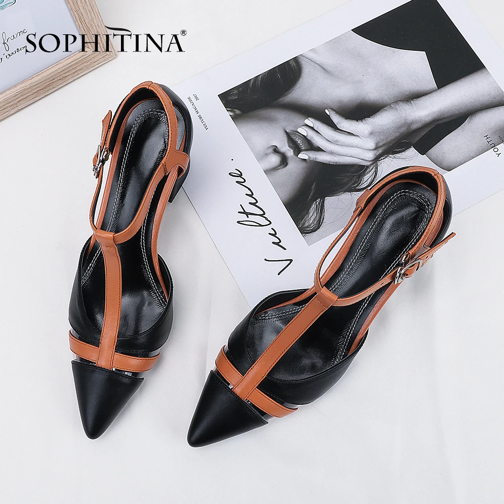 SOPHITINA/модные разноцветные босоножки Пикантная удобная обувь с острым носком на