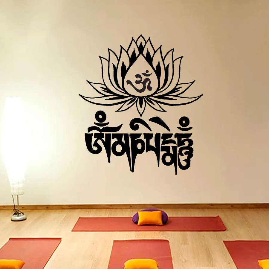 

ZOOYOO Yoga Mantra Om Mani Padme Hum Lotus Wall Sticker Home Decor Vinyl Art Decals Removable Waterproof Wall Murals