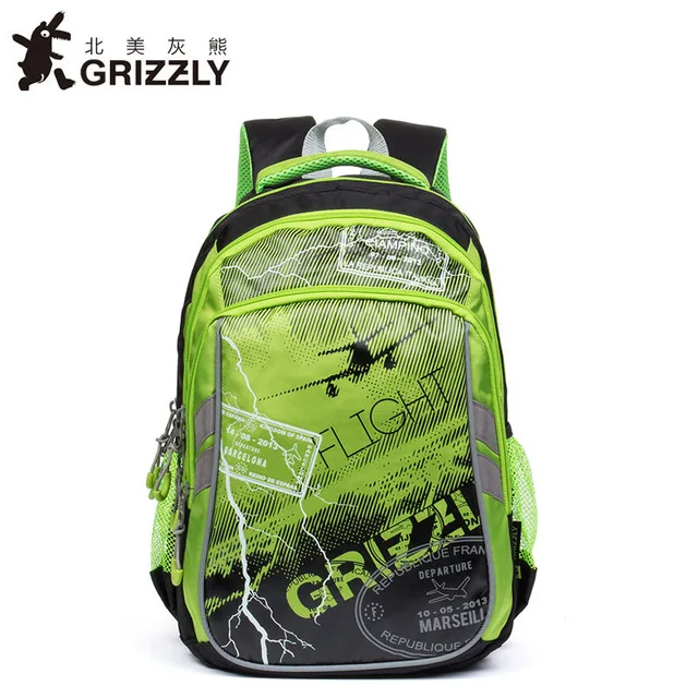as picture Детские школьные сумки GRIZZLY, водонепроницаемые ортопедические школьные рюкзаки для мальчиков, детский рюкзак с принтом, класс 1-4, mochilas infantil - Цвет: as picture