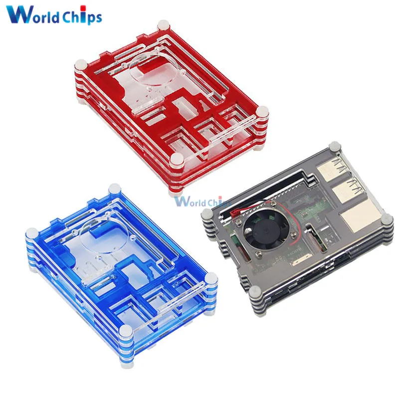 Для Raspberry Pi 3B + Корпус 9 слоев черный синий красный акриловый корпус охлаждающий