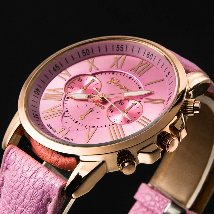 

2020 Brand Geneva Women Watch Top selling Fashion Popular Quartz Watches Casual Leather Female Girl Lady Round Dial Wristwatch