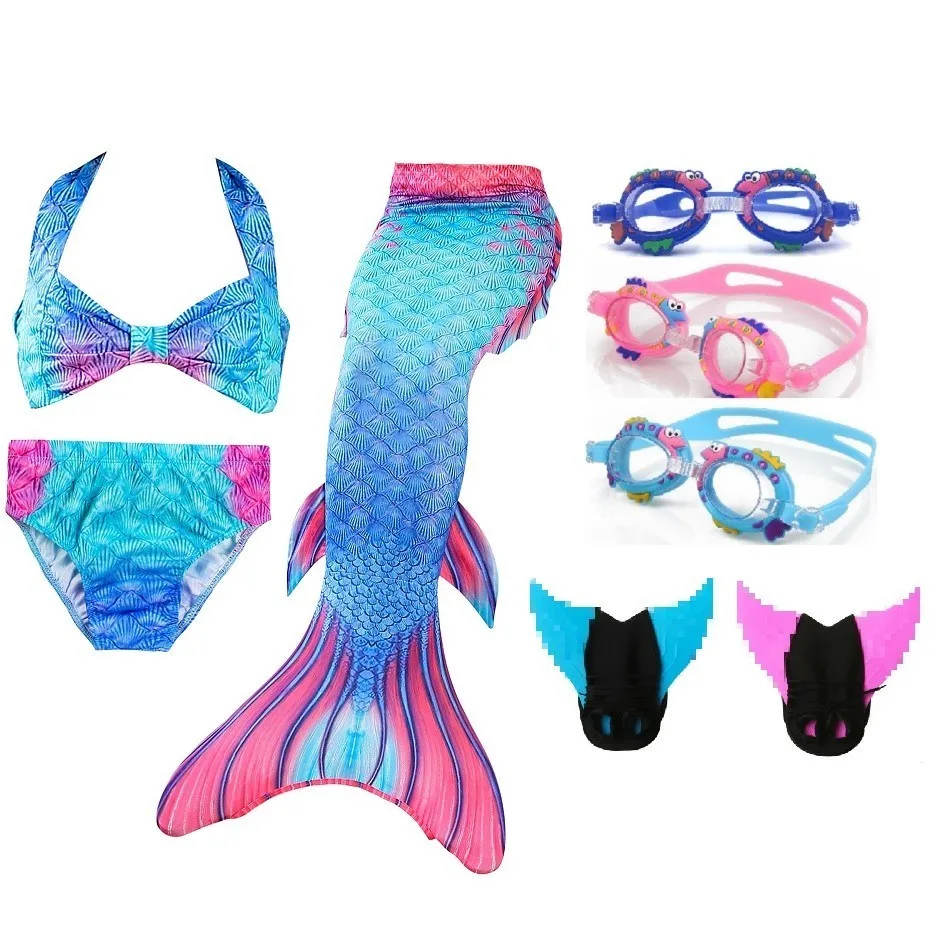 Детский купальный костюм русалки бикини для девочек хвост монофин купальник