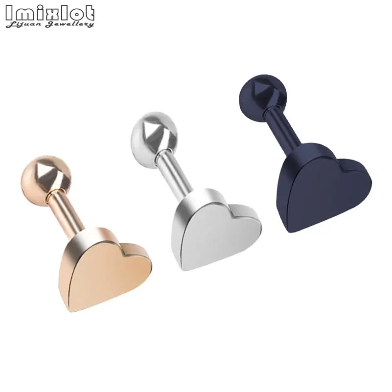 Серьги в форме сердца и штанги 1 шт. 18 г черный/золотой пирсинг Orelha Ear Ушной Хрящ