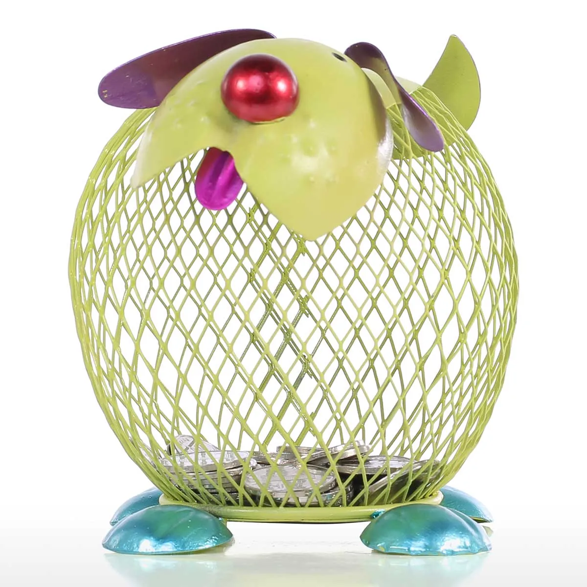 Металлическая Копилка Tooarts статуэтка для денег с зеленым щенком животных копилка