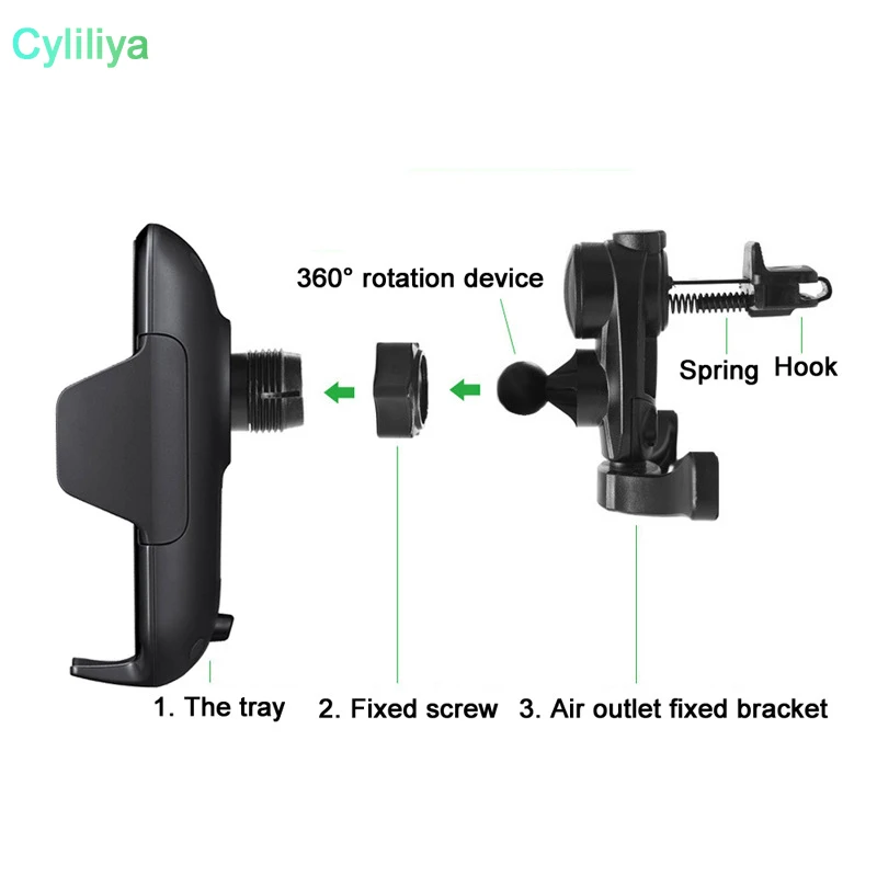 Беспроводное Автомобильное зарядное устройство Qi с креплением на створки