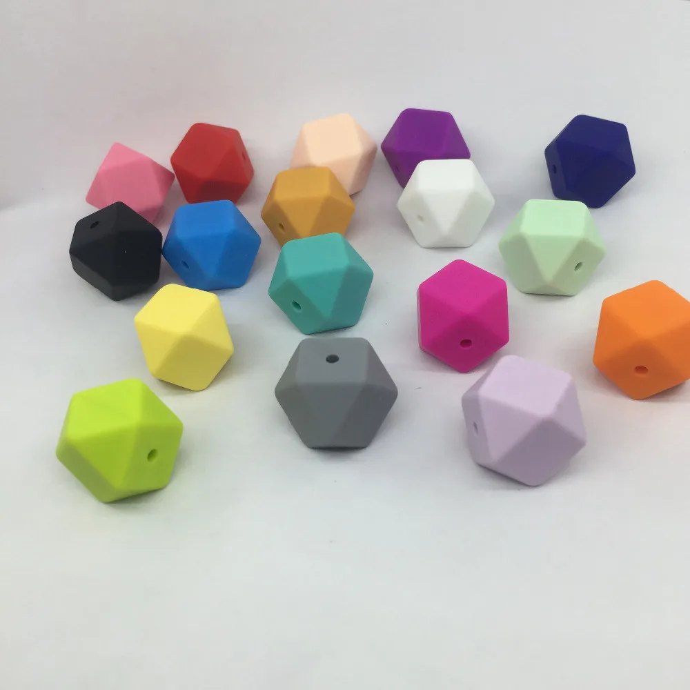 Silicone Beads Hexagon 17mm 100pc Food Grade Teether DIY Pacifier Clips Necklace Baby | Мать и ребенок
