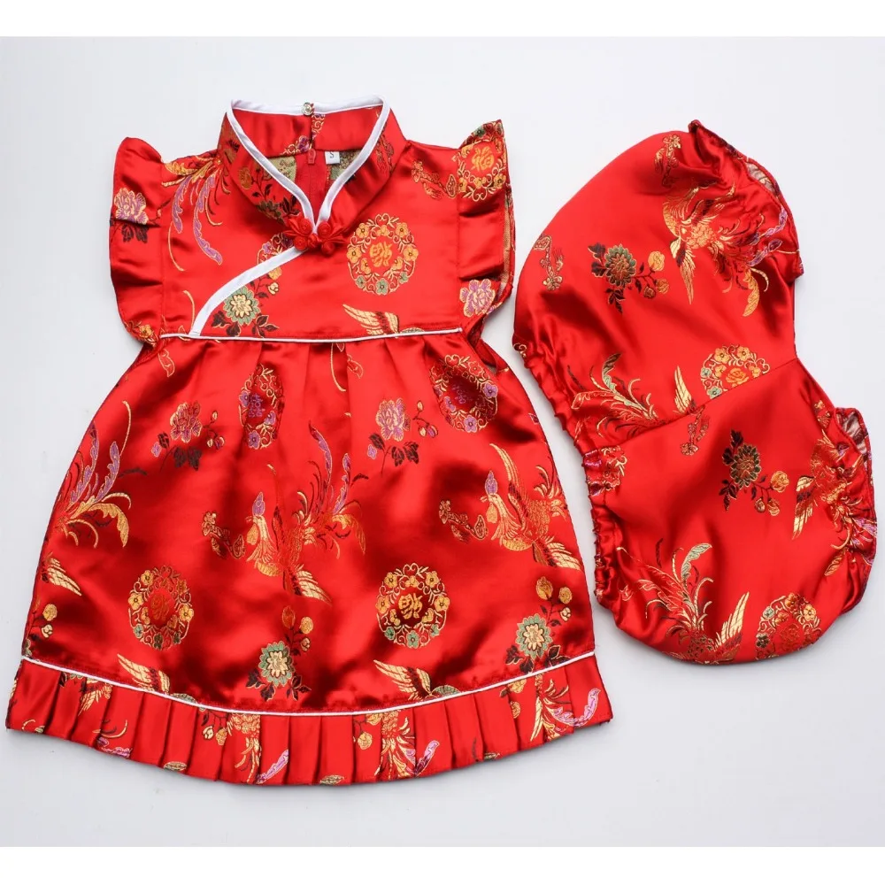Новинка 2019 летние цветочные комплекты Qipao для детей новогодние китайские платья