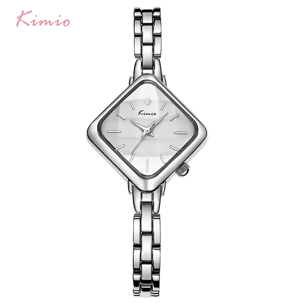 silver white Kimio Брендовые женские часы-браслет простые женские прямоугольное платье кварцевые часы браслет из нержавеющей стали наручные часы для женщин часы - Цвет: silver white
