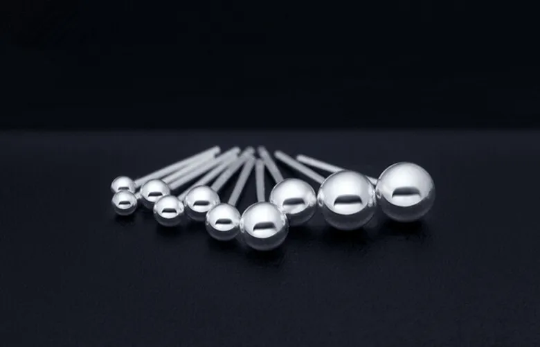 Реальный. 925 пробы серебряные ювелирные изделия полированные серьги-гвоздики с