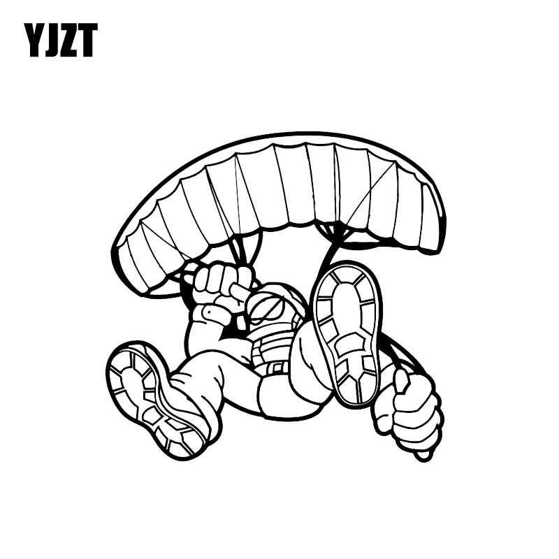 

YJZT 16.1*15.7CM Interesting Sport Parachute Fitness Silhouette Vinyl Car Sticker Black/Silver C12-0735