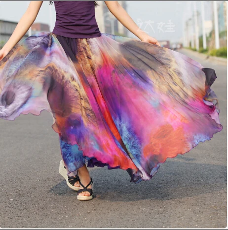 Летние длинные юбки для женщин новинка 2017 плиссированная шифоновая юбка до