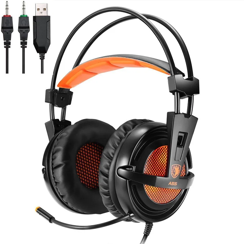 SADES A55 Gaming headset повязка проводной вибрации Наушники Стерео регулятор громкости super