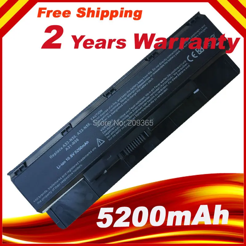 Аккумулятор 5200 мАч для ноутбука ASUS N46 N56 N76 N46V N56V A31 A32 N56|battery for asus|asus battery n56battery asus n56 |