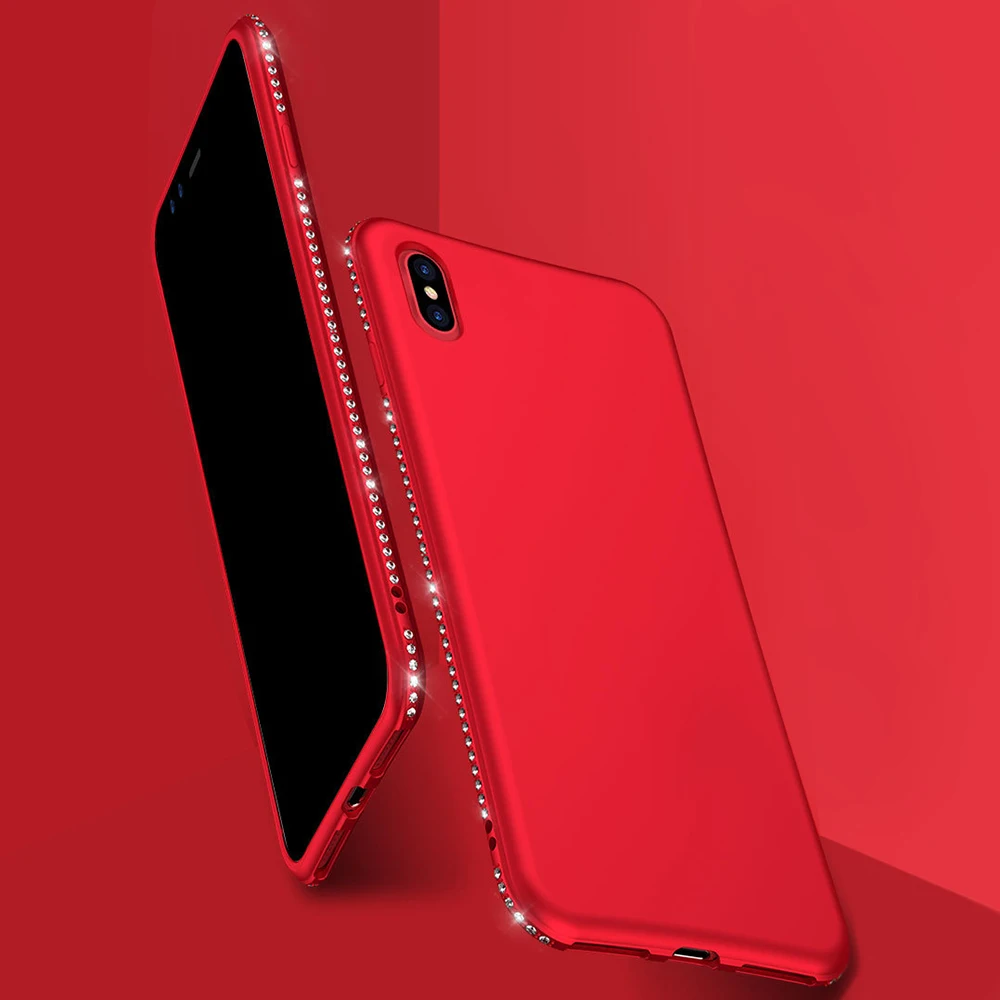 Роскошный чехол для телефона из ТПУ с кристаллами iPhone 7 8 Plus XS Rose женские чехлы X 6 6S