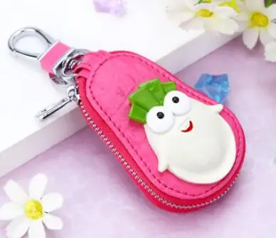hot pink Сумка для ключей из коровьей кожи с рисунком милой морковки для девочек, модная женская сумка для ключей, органайзер для ключей, популярный мужской чехол для ключей от машины - Цвет: hot pink