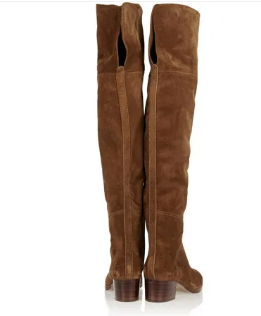Красивые Зимние женские высокие сапоги до бедра Замшевые Сапоги выше колена на