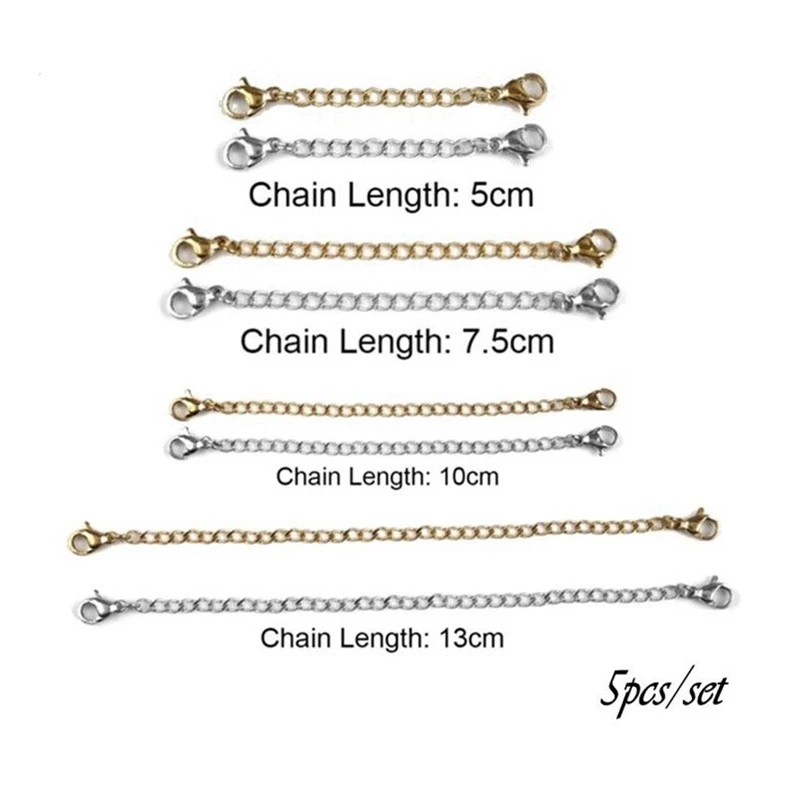 Цепочка удлинитель из нержавеющей стали 5 шт./лот 5/7 5/10/13 см|Ювелирная фурнитура и