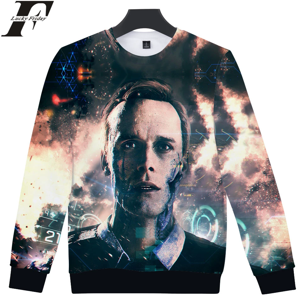 LUCKYFRIDAYF Detroit Become Human 3D Sweatshirt RK800 Uniform Capless Man/Women Casual Regular Closthes Plus Size 4XL | Женская одежда