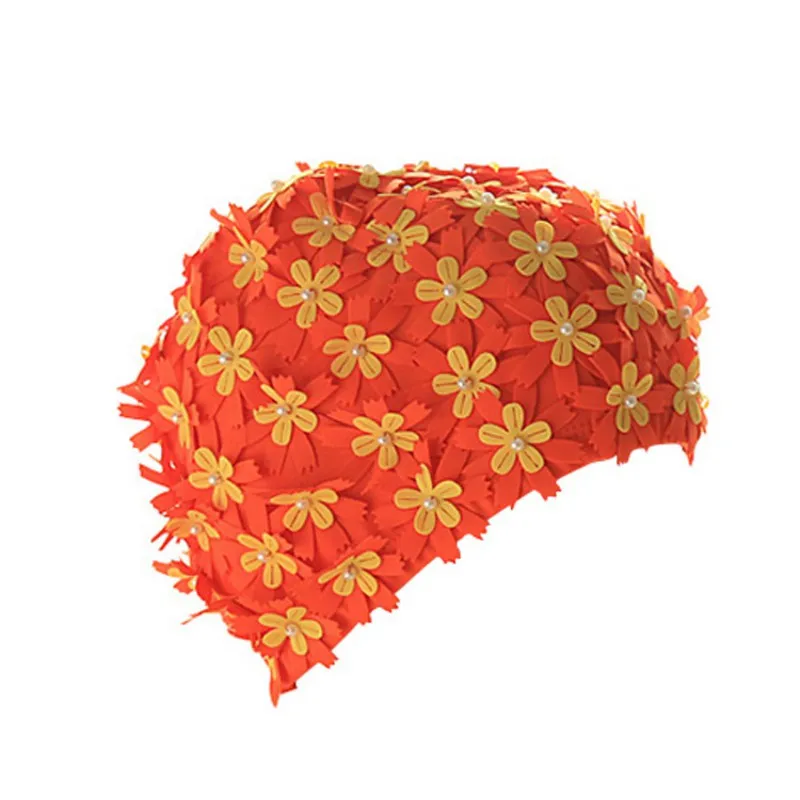 Women Floral Print Pearl Diamond Swimming Cap Surf Hat Sports Swim Pool Shower +Nose Clip Earplugs | Спорт и развлечения