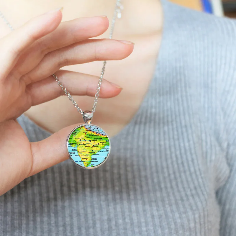 Подвеска из индийского стекла. Ожерелье с индийской картой Индии ювелирные