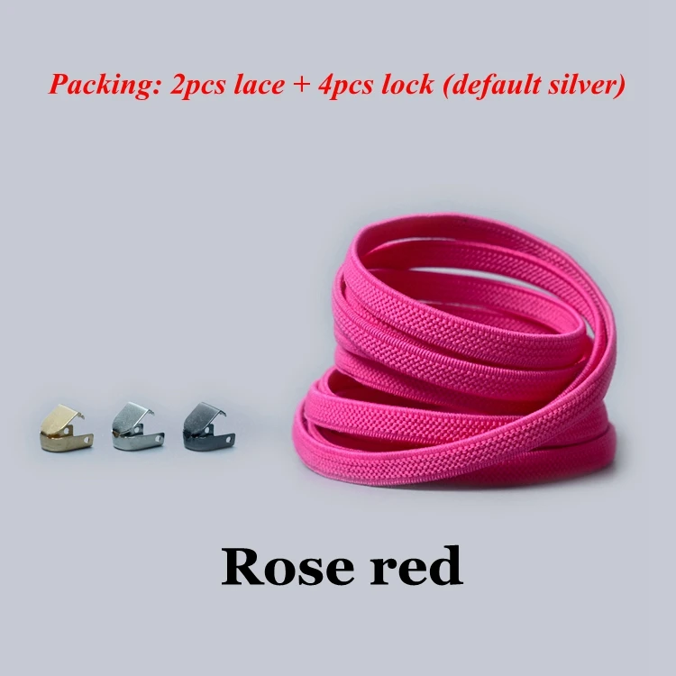 Rose red 1 пара шнурков без галстука плоские эластичные шнурки для обуви для детей и взрослых кроссовки шнурки быстро ленивые Ботинки со шнурками - Цвет: Rose red