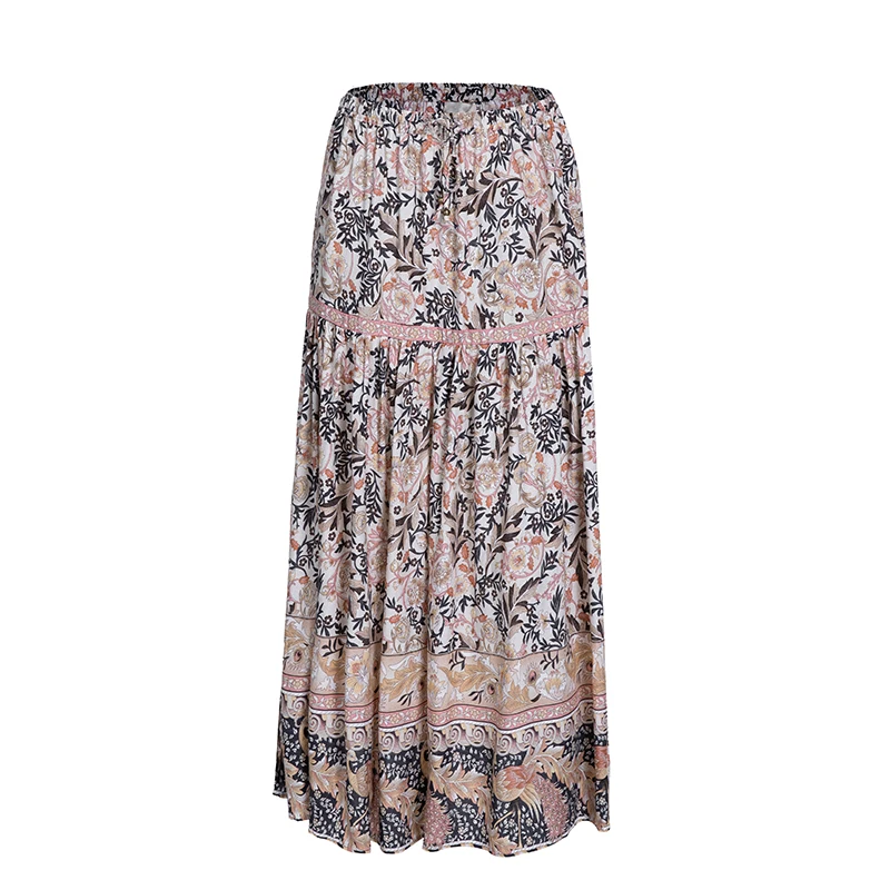 Everkaki Boho Gypsy Nightshade юбка с принтом богемная хлопковая длинная трапециевидная юбка женская винтажная юбка лето осень