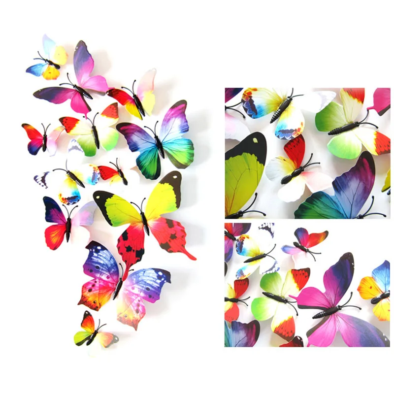 12 шт. 3D ПВХ бабочки магниты DIY Наклейка на стену для домашвечерние ринки свадьбы