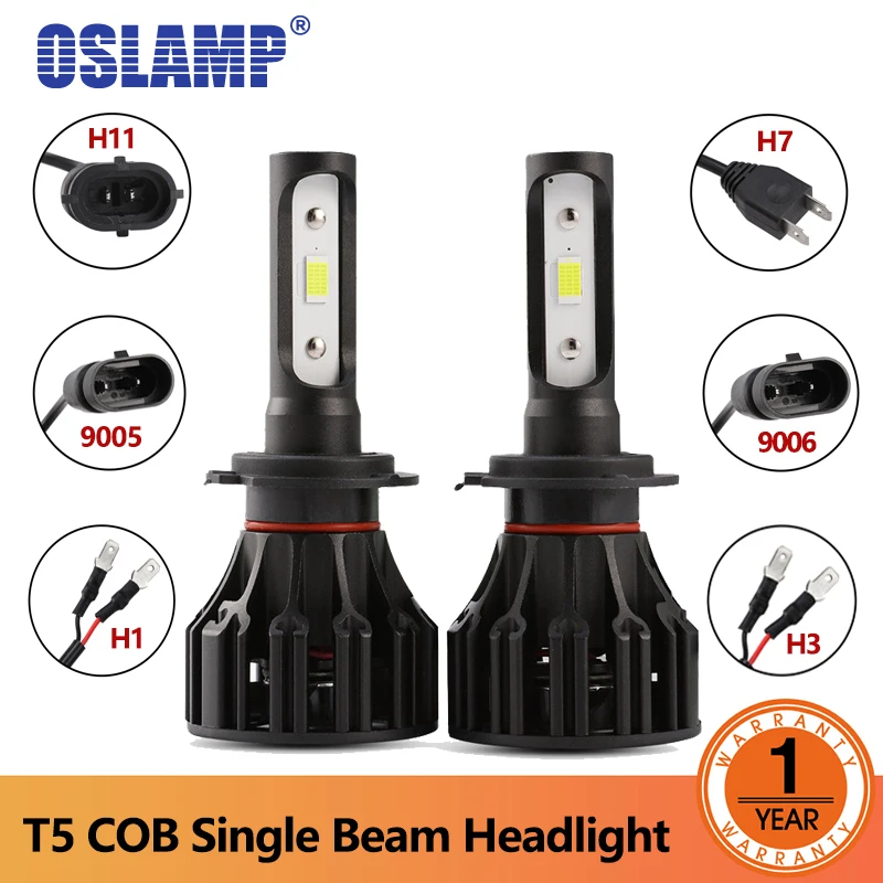 Oslamp светодиодный фар H7 H11 H1 H3 9006 9005 моноблочные светодиодные чипы 8000lm 72 Вт 6500 к