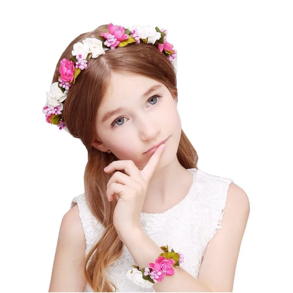 Fashion Female Bohemia Wreath Tiaras Hairband Pink Purple Flower Crown Headband Women Wedding Bridal Headdress Hair Accessories | Украшения