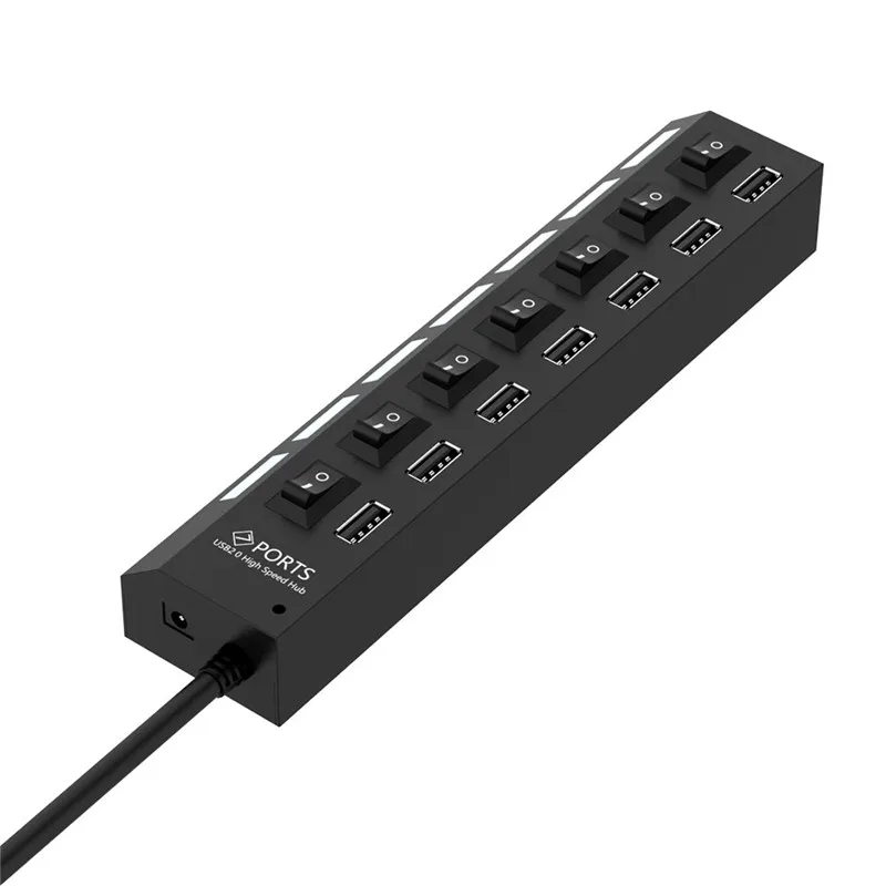7 Порты и разъёмы USB 2,0 концентратор высокой Скорость USB разветвитель адаптер с светодиодный переключатель для Тетрадь ноутбук