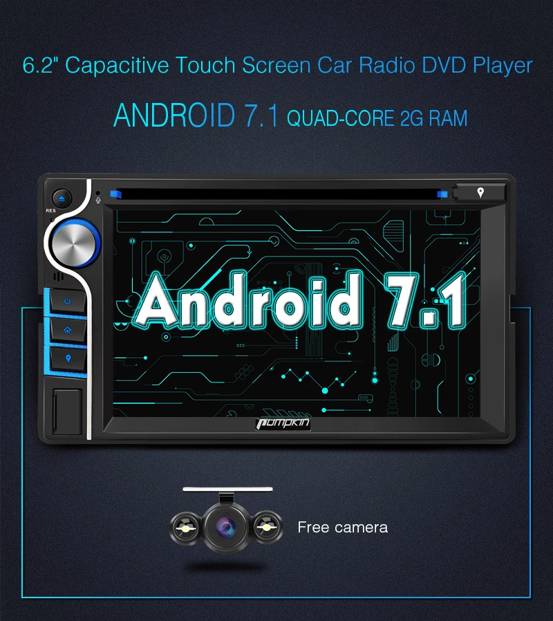 Тыква 2 Din 6 &quotAndroid 7 1 2G ram 16G rom универсальный автомобильный Радио Стерео dvd плеер gps