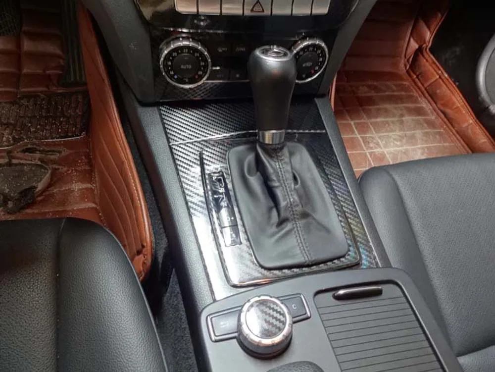 Для Benz C Class W204 2011-14 подкладке центральной Управление Панель дверная ручка 5 мм Углеродистой волокно наклейки стайлинга автомобилей аксессуары
