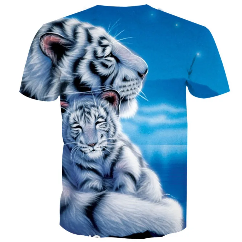 

New Fashion Tshirts Summer Cool Men Funny T Shirt Warm White Tiger 3d Printed T Shirts Digital Printing Breathable Quick Dry
