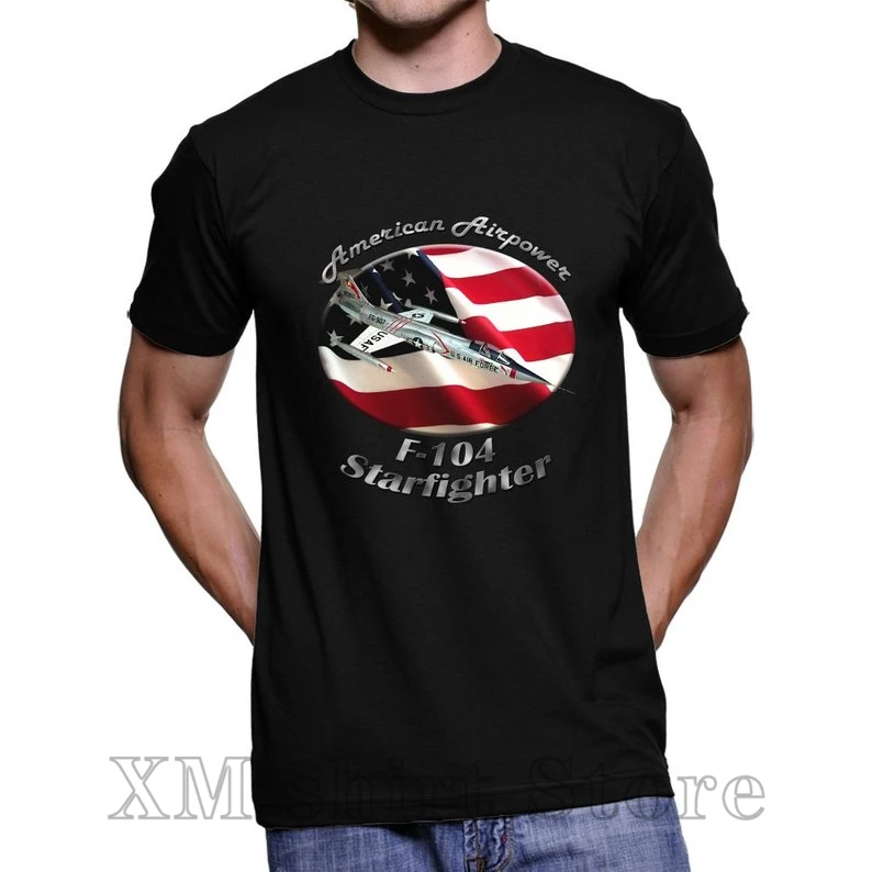 F-104 Звездные войны Американский Airpower для печати на черных майках 100% хлопок