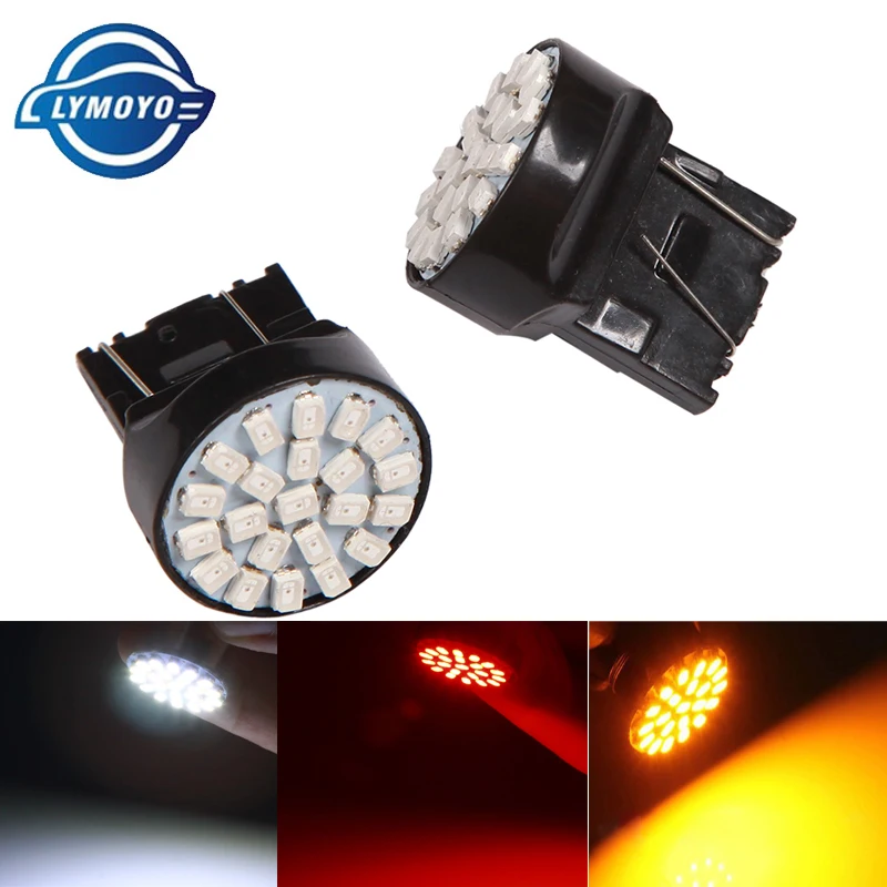 

LYMOYO 100 Автомобильные светодиодные лампы T20 7440 7443 22smd, 22 светодиода 5000k 12 В, лампы поворотников drl, белый автомобильный фонарь, стоп-сигнал, стояночный фонарь