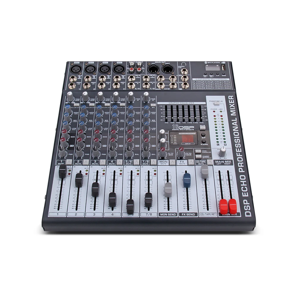 Good quality Clean sound!!8 Channels 500 Watt Power Amplifie Mixer Digital Audio Mixing Console with 48V Phantom USB Slot | Электроника